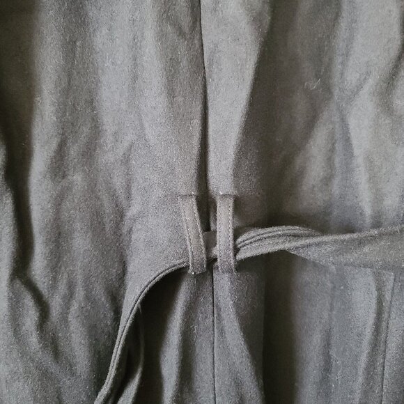DKNY Double Breasted Trench Coat Wool Blend Size 14 Black Belted Waist NEW - Picture 11 of 15